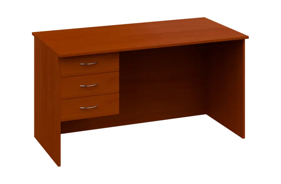 CPL 18 - 14Z13 stůl kancelářský, 3-zásuvkový, levý, dřevěná podnož, deska 18 mm, široký 1400 mm, třešeň šumavská